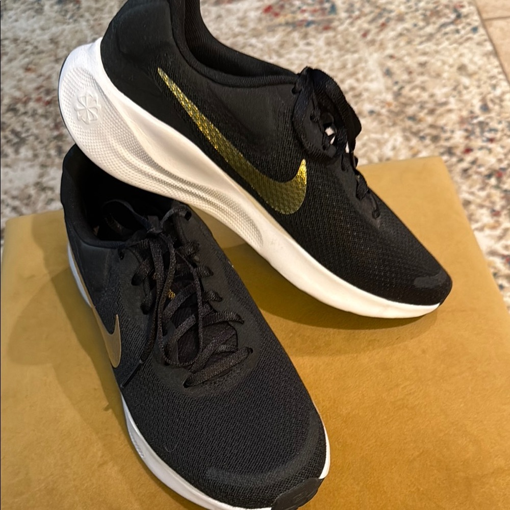 Black and Gold Nike Comfort Athletic Shoes